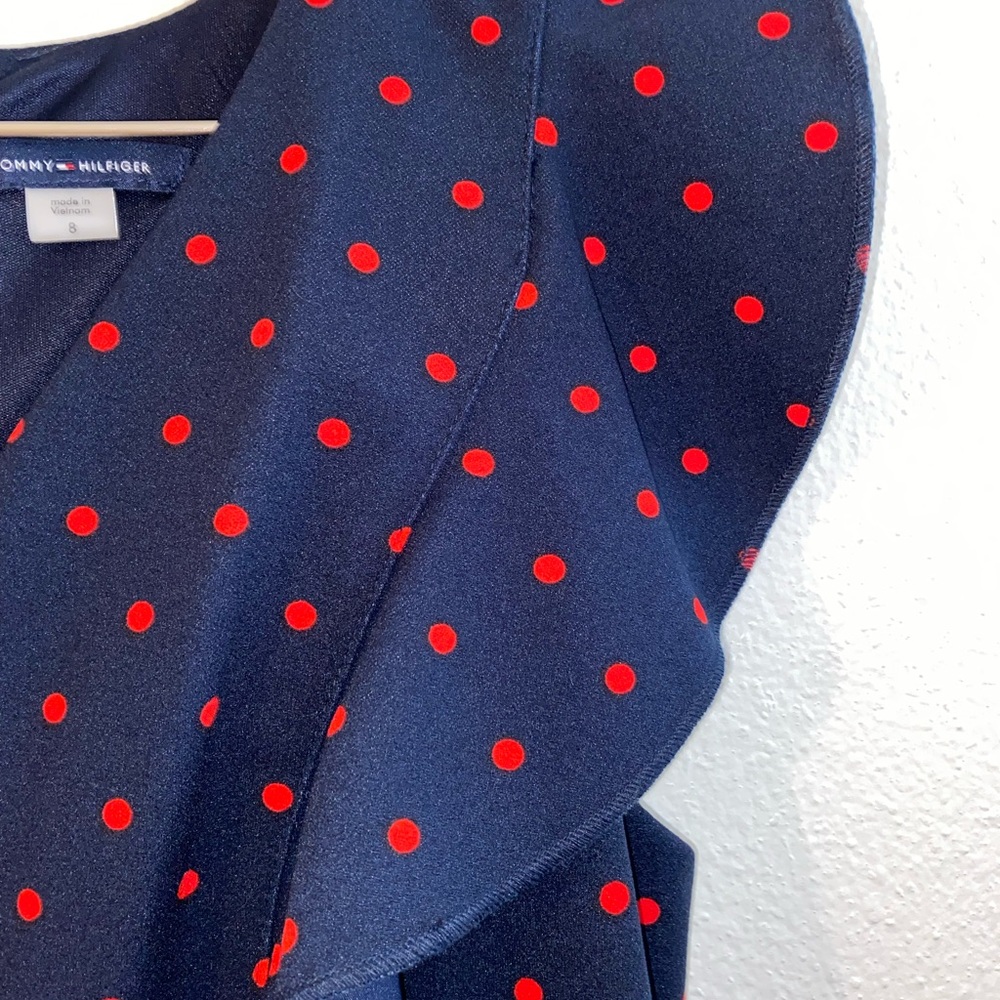 Navy and Red poka detailed dress